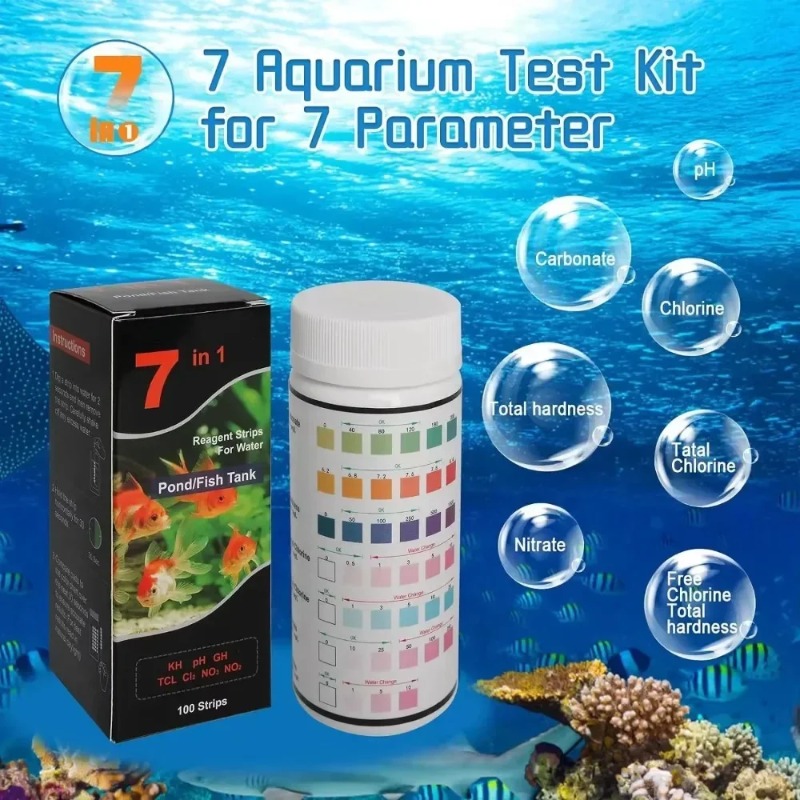 Marine Aquarium Test Kit - แผ่นทดสอบคุณภาพน้ำในตู้ปลา ชุดทดสอบค่า pH สำหรับตู้ปลา น้ำจืด สระว่ายน้ำ