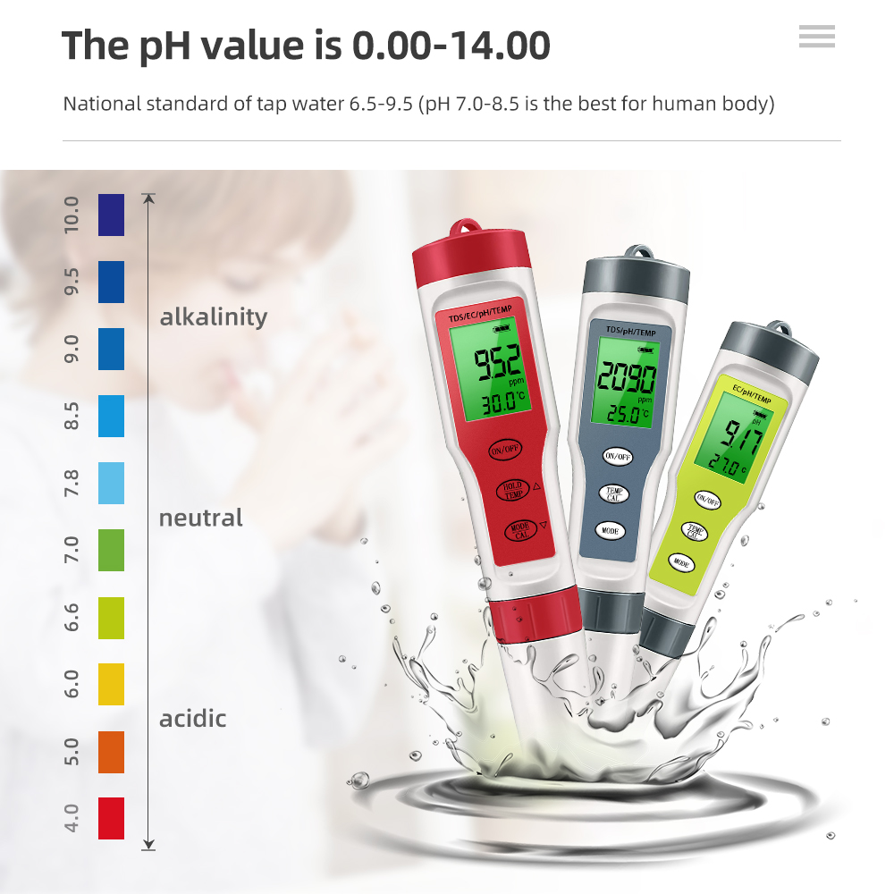 Marine Aquarium Water Analyzer - เครื่องทดสอบคุณภาพน้ําแบบดิจิตอล TDS PH Meter PH/TDS/EC/เครื่องวัดอุณหภูมิสําหรับสระว่ายน้ําน้ําดื่มพิพิธภัณฑ์สัตว์น้ํา