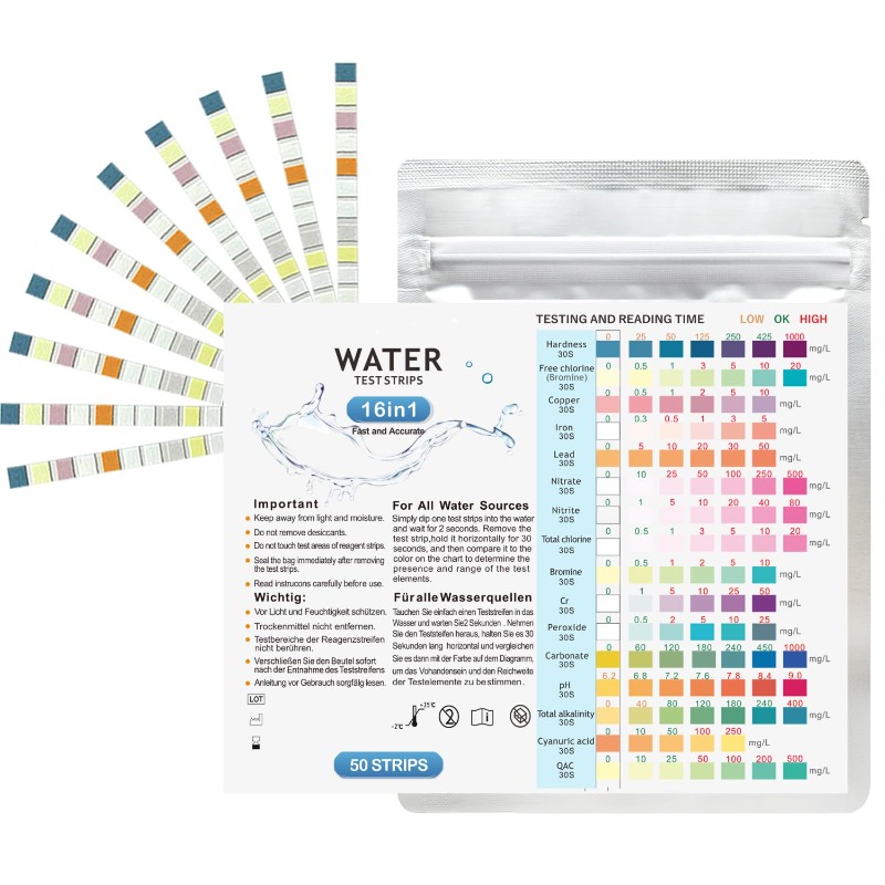 Marine Aquarium Test Kit - แถบทดสอบคุณภาพน้ำในตู้ปลา ชุดทดสอบค่า pH น้ำจืดสำหรับตู้ปลา ตรวจแอมโมเนีย ไนไตรต์