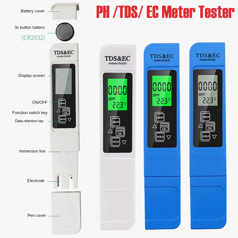 Marine Aquarium Water Analyzer - เครื่องวัดอุณหภูมิ/ค่า TDS/EC 3 in 1 แบบดิจิตอล