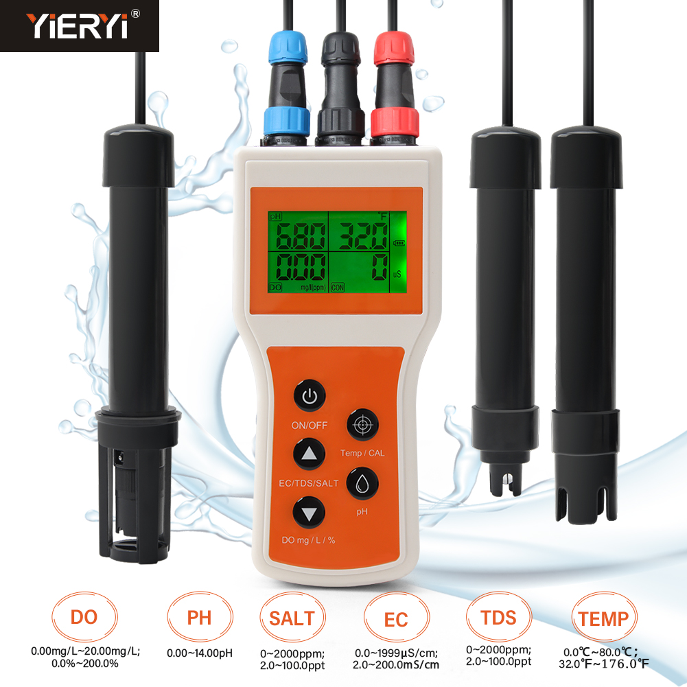 Aquarium Marine Salt - เครื่องวัดปริมาณออกซิเจนละลายอัจฉริยะ ph/do /tds/ec/temp/salinity Tester 6 in