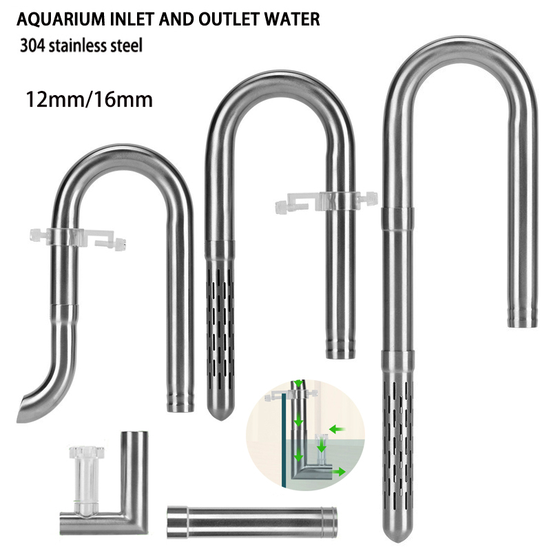 Marine Aquarium Uv Filter - ชุดกรองน้ำเข้าและออกตู้ปลา DIY ท่อสแตนเลสแบบยืดได้ อุปกรณ์เสริมสำหรับกรองน้ำในตู้ปลาป้องกันปลาและกุ้ง