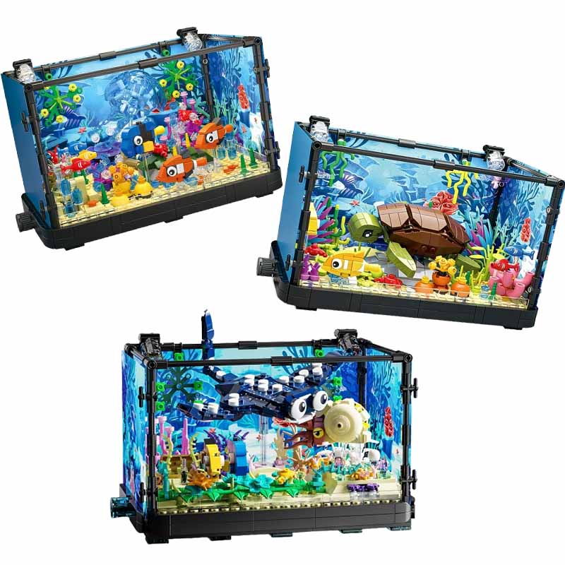 ชุดบล็อกตัวต่อตู้ปลาพร้อมไฟ，ตู - Marine Aquarium Aquascape บทวิจารณ์และราคา