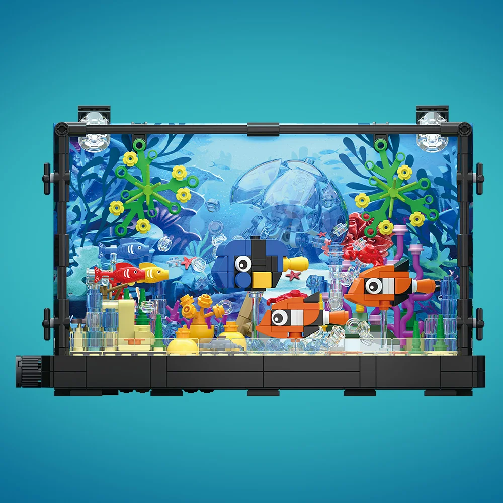 ชุดบล็อกตัวต่อตู้ปลาพร้อมไฟ，ตู - Marine Aquarium Aquascape บทวิจารณ์และราคา