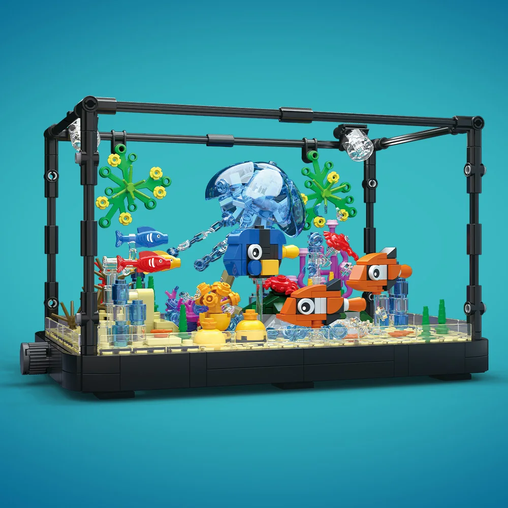 ชุดบล็อกตัวต่อตู้ปลาพร้อมไฟ，ตู - Marine Aquarium Aquascape บทวิจารณ์และราคา