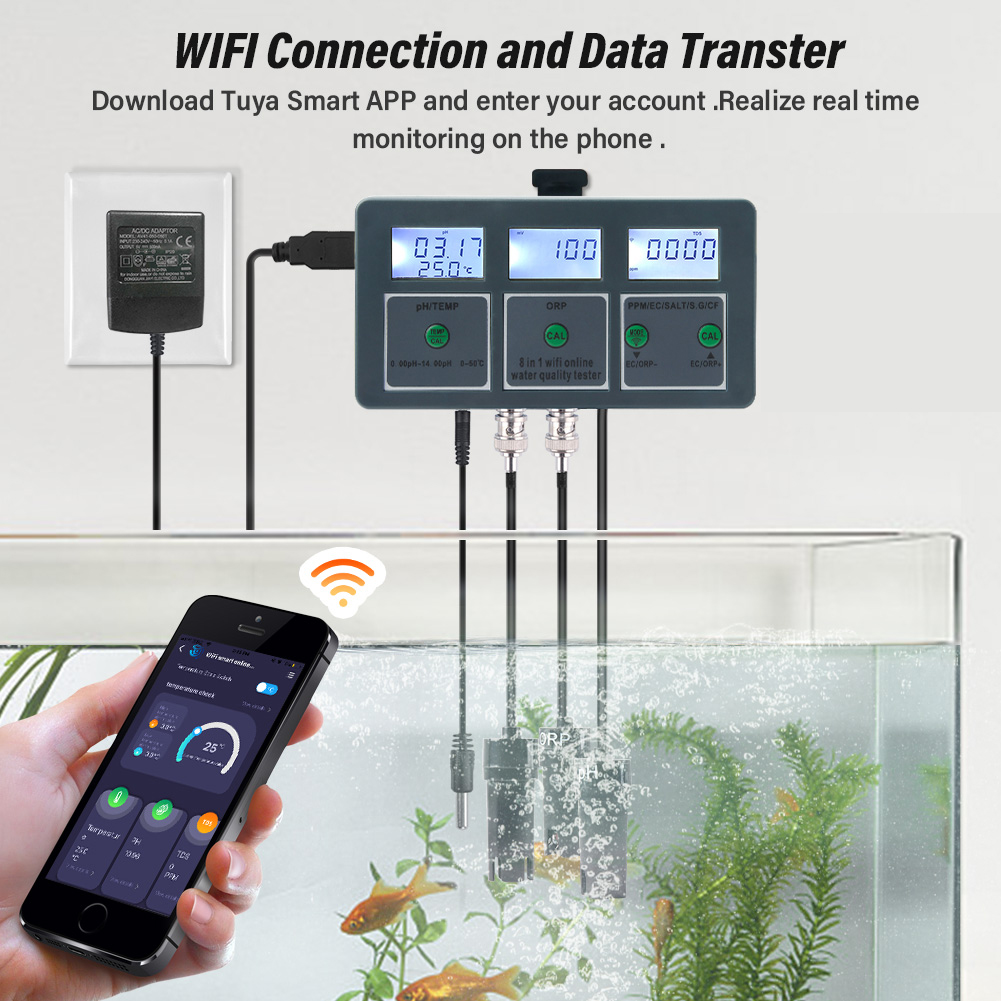 YAGO 8 in 1 WiFi เครื่องทดสอบค - Marine Aquarium Water Analyzer บทวิจารณ์และราคา
