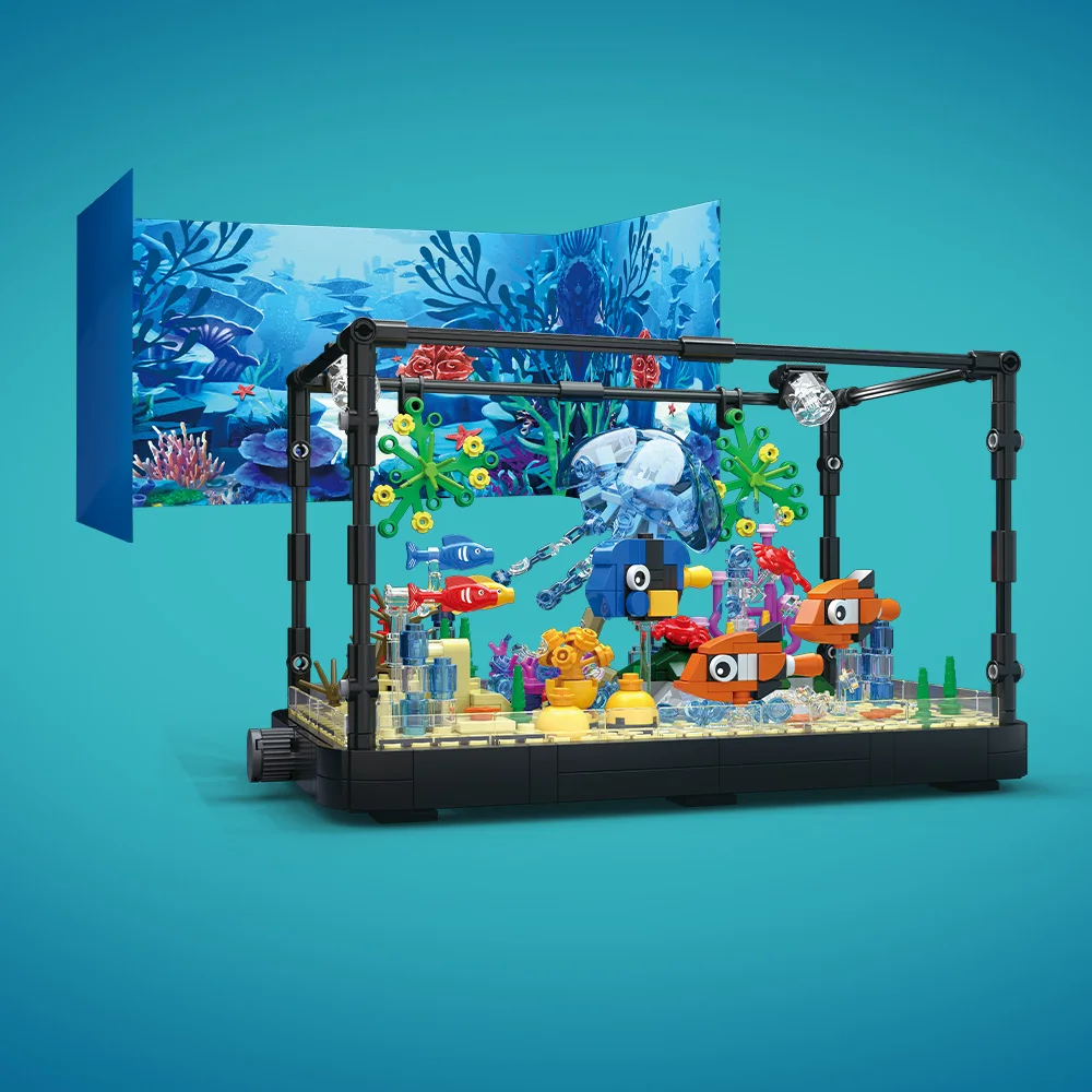 ชุดบล็อกตัวต่อตู้ปลาพร้อมไฟ，ตู - Marine Aquarium Aquascape บทวิจารณ์และราคา