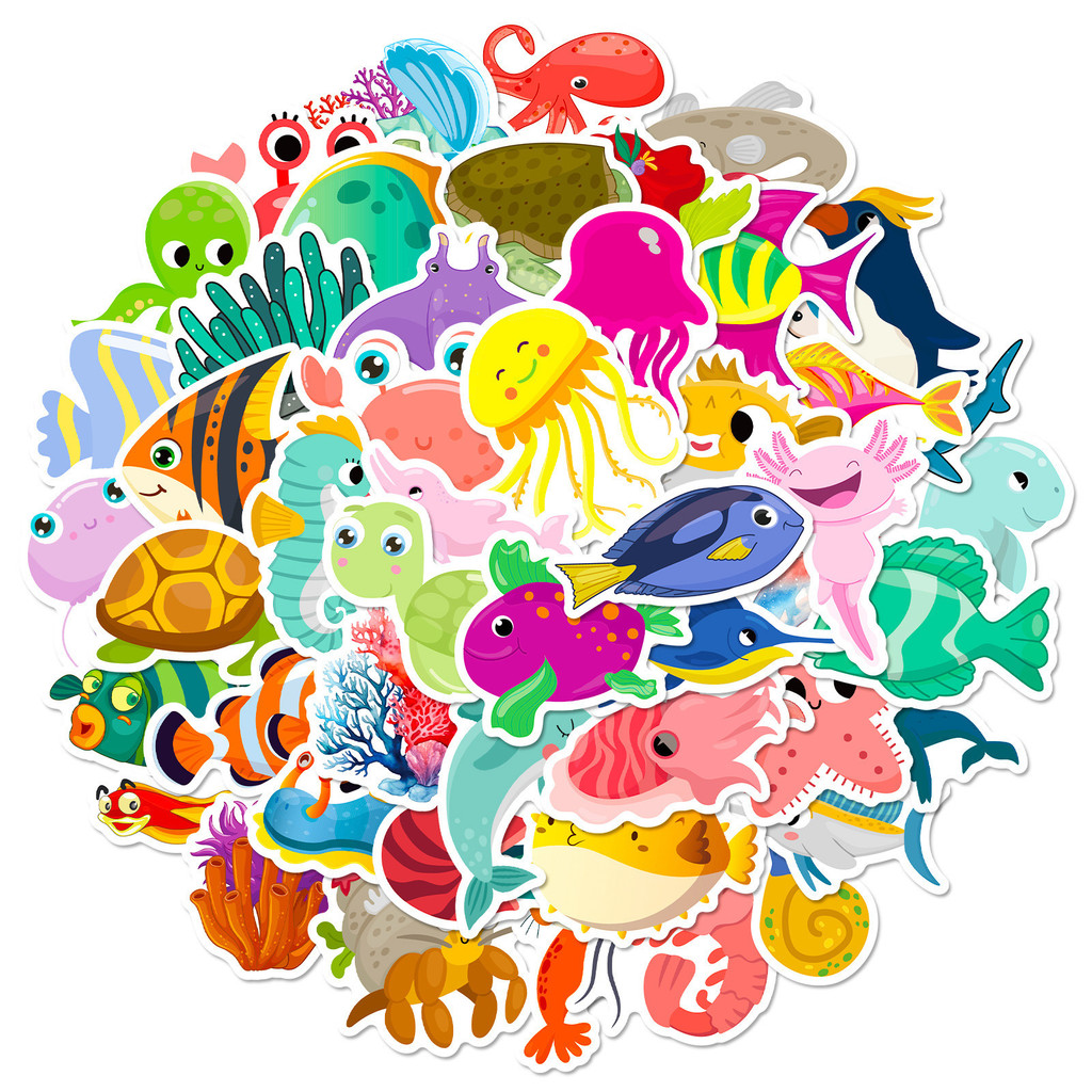 50 ชิ้น สติกเกอร์สัตว์ทะเล ลาย - Marine Aquarium Aquascape บทวิจารณ์และราคา