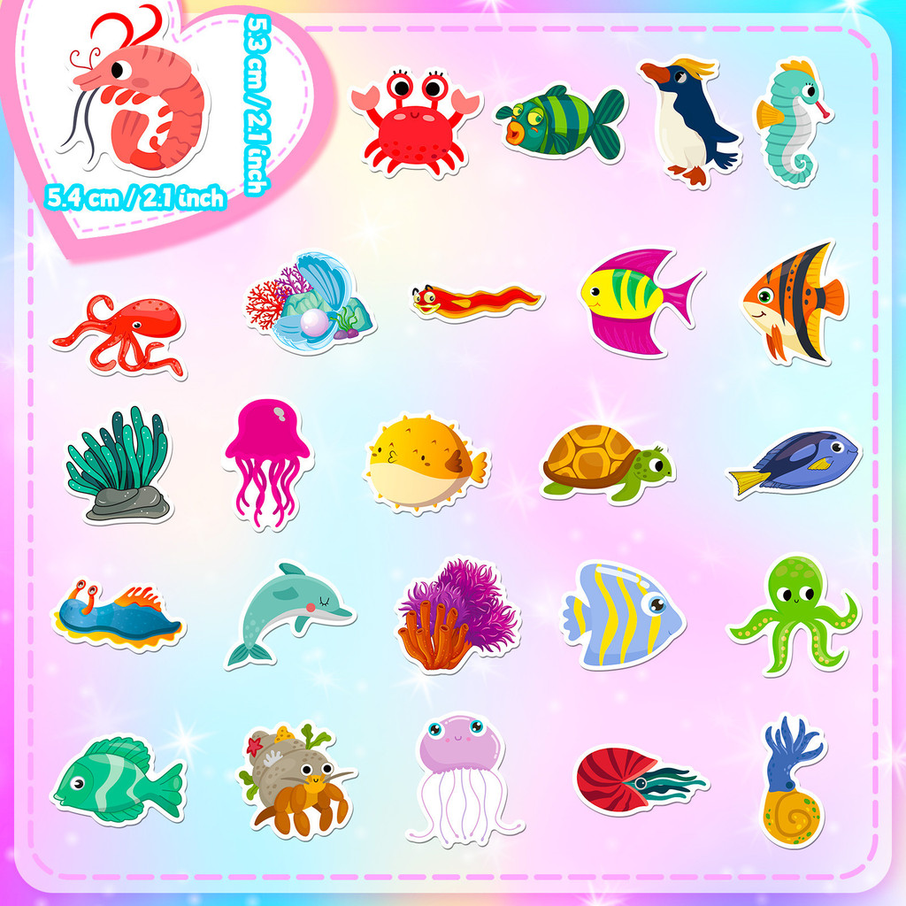 50 ชิ้น สติกเกอร์สัตว์ทะเล ลาย - Marine Aquarium Aquascape บทวิจารณ์และราคา